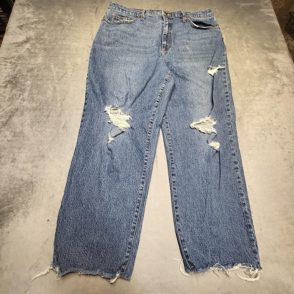 Universal Thread Jeans Womens 18 Blue Vintage Straight Distressed Raw Hem